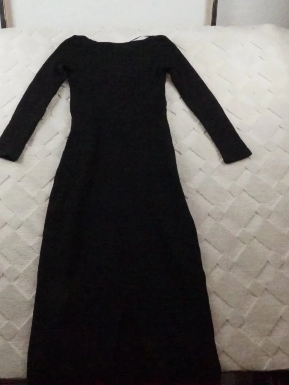 Free People Beach Ribbed Midi Dress Womens Small Black Long Sleeve V-Neck